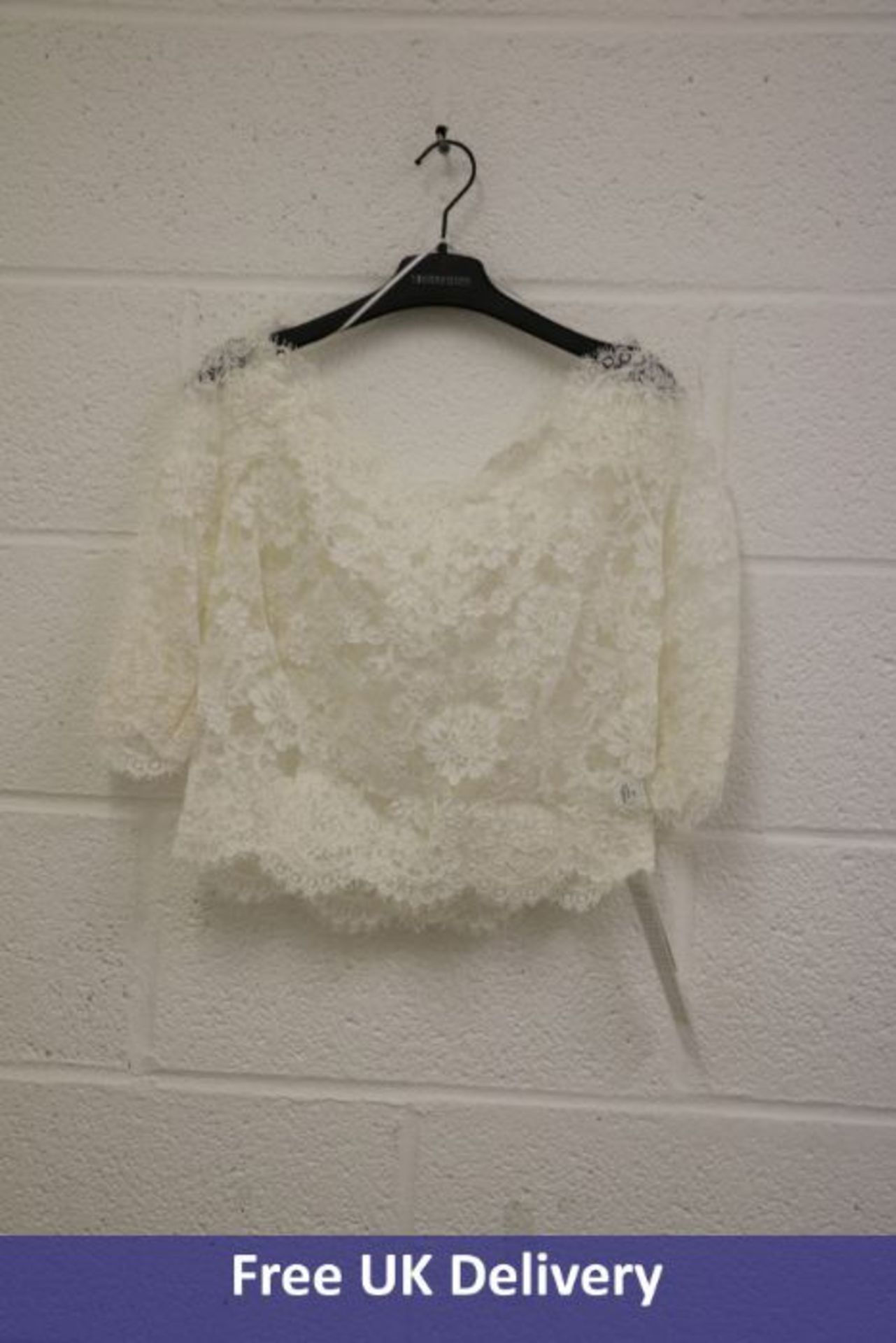 Bianco Evento Elegant Long Sleeved Stretch Lace Bolero, Ivory, UK 18