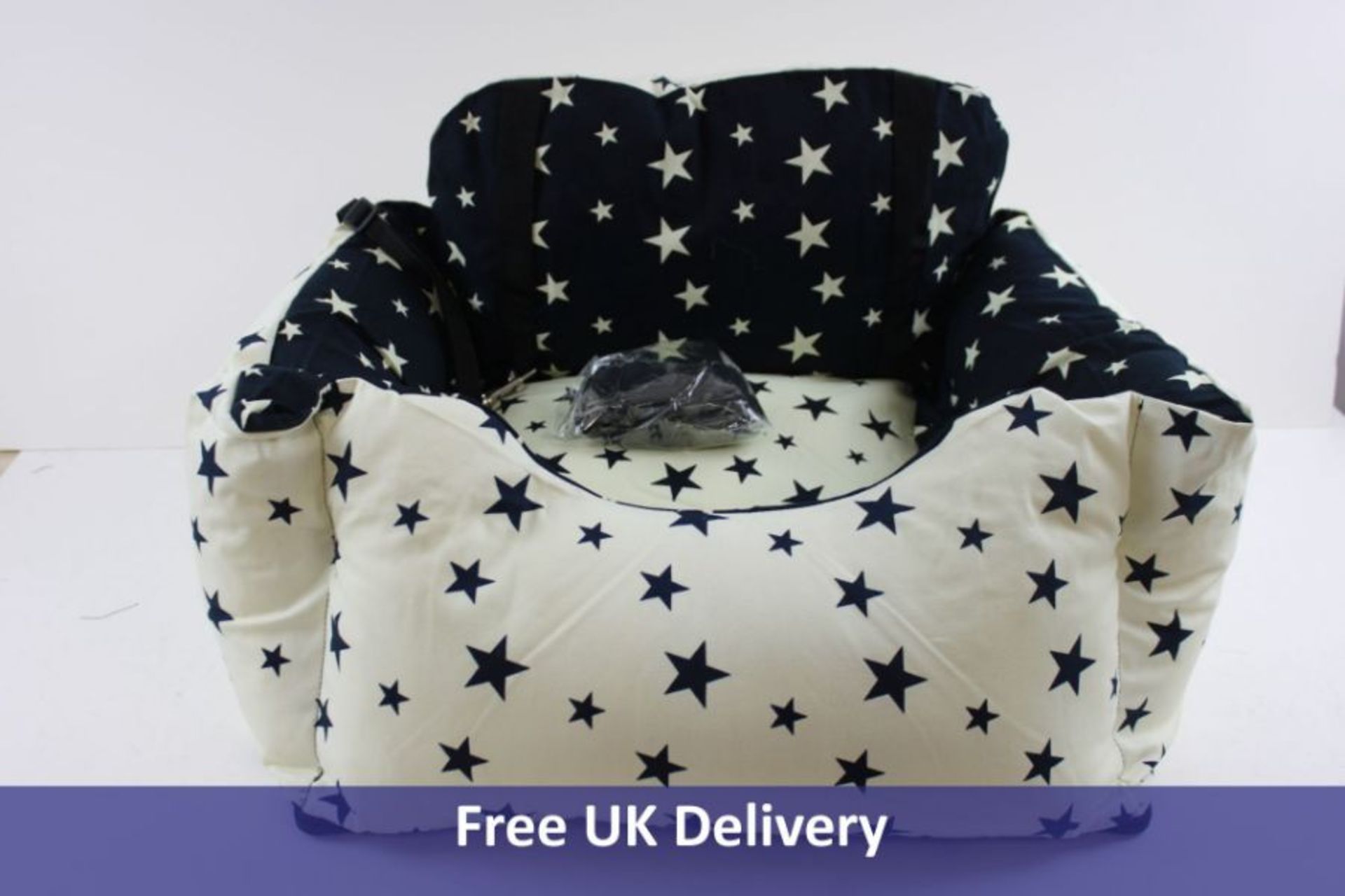 Mister Yong Car Booster Bed, 55x50x35cm, Navy with Yellow Star Design
