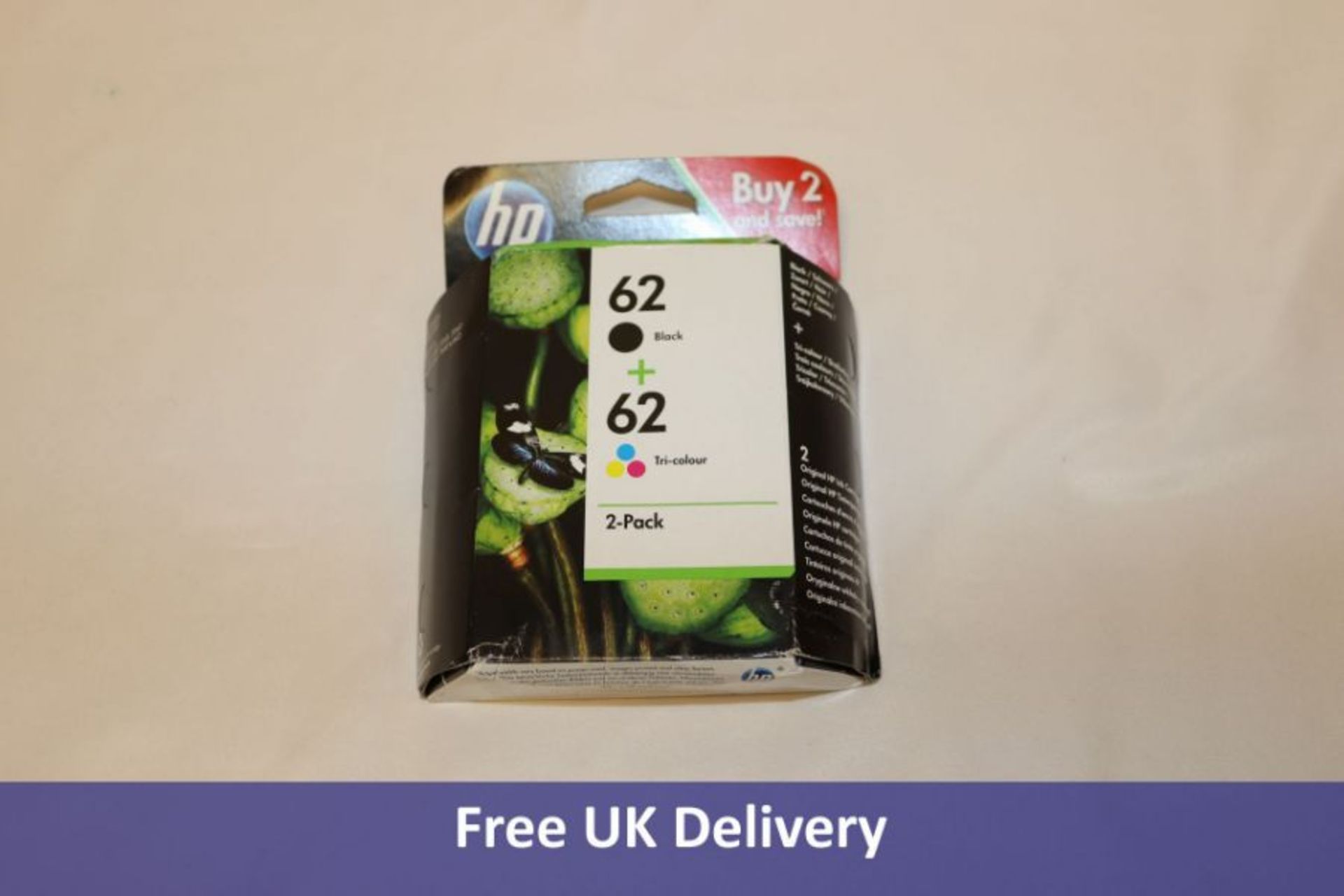 HP 62 Ink Cartridge Combo 2-Pack, Black, Tri-Colour