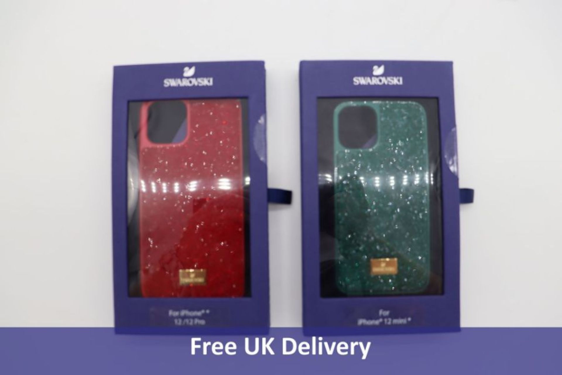 Five Swarovski Glam Rock Smartphone Cases to include 3x iPhone 12/12 Pro, Red, 2x iPhone 12 Mini, Gr