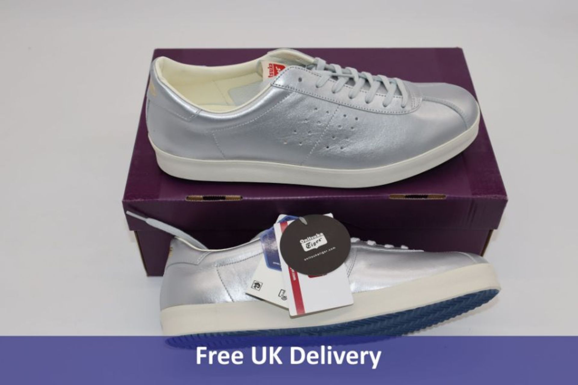 Onitsuka Tiger Lawnship Leather, Silver Trainers, UK 8