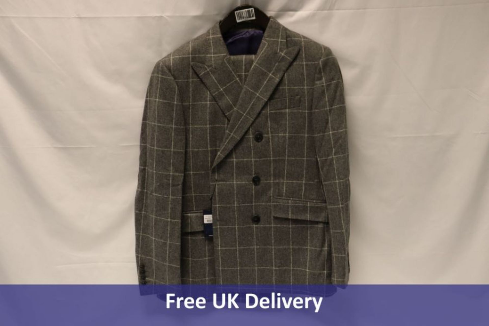 Hackett Suit, Light Grey/White, Jacket Size 42R, Trousers 36R. No lengths given. New with tags in su