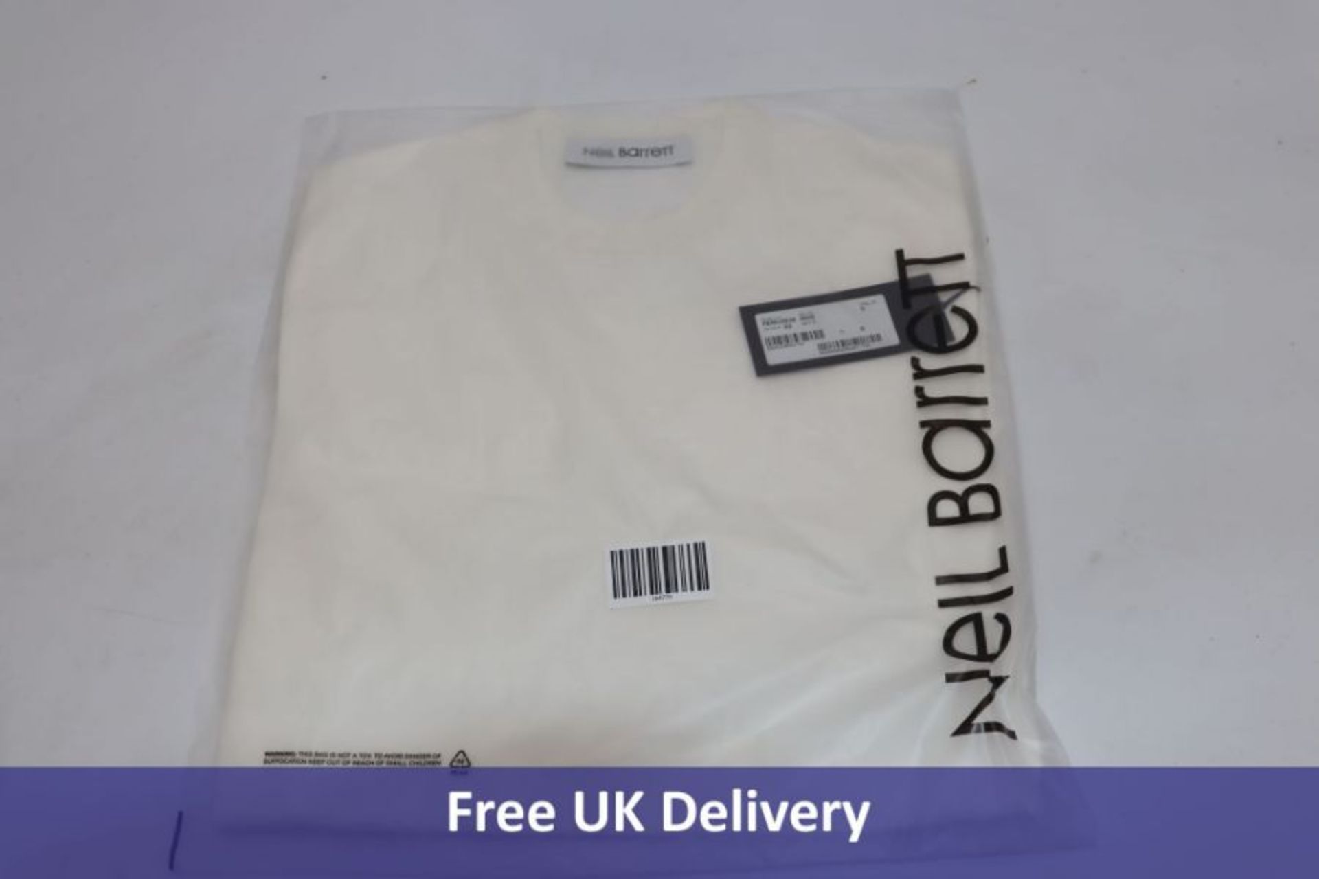 Neil Barrett Men's Knit T-Shirt, White, L, PBMA1063E