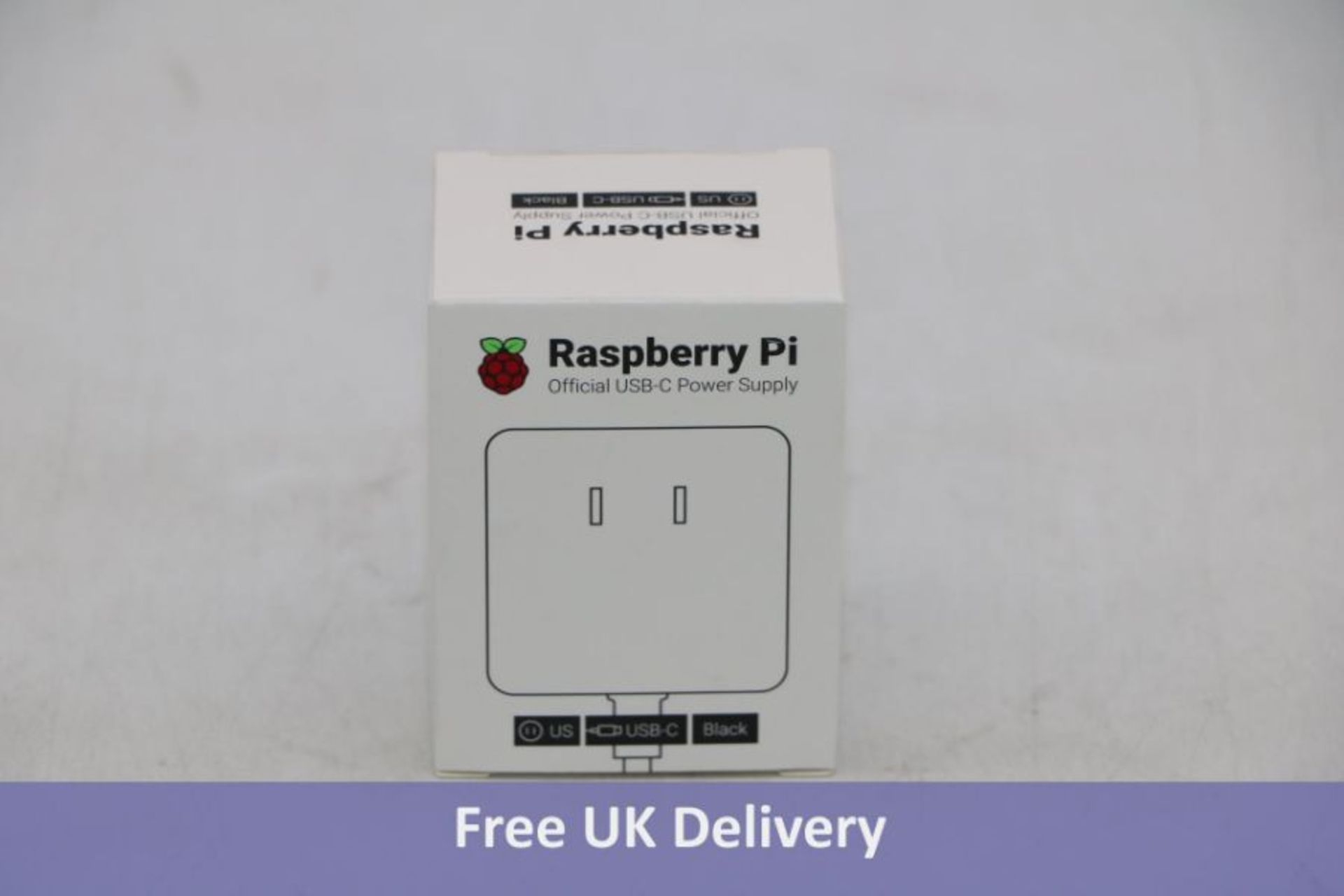 Twenty Raspberry Pi 4 USB-C Power Supply, Black, US PLUG