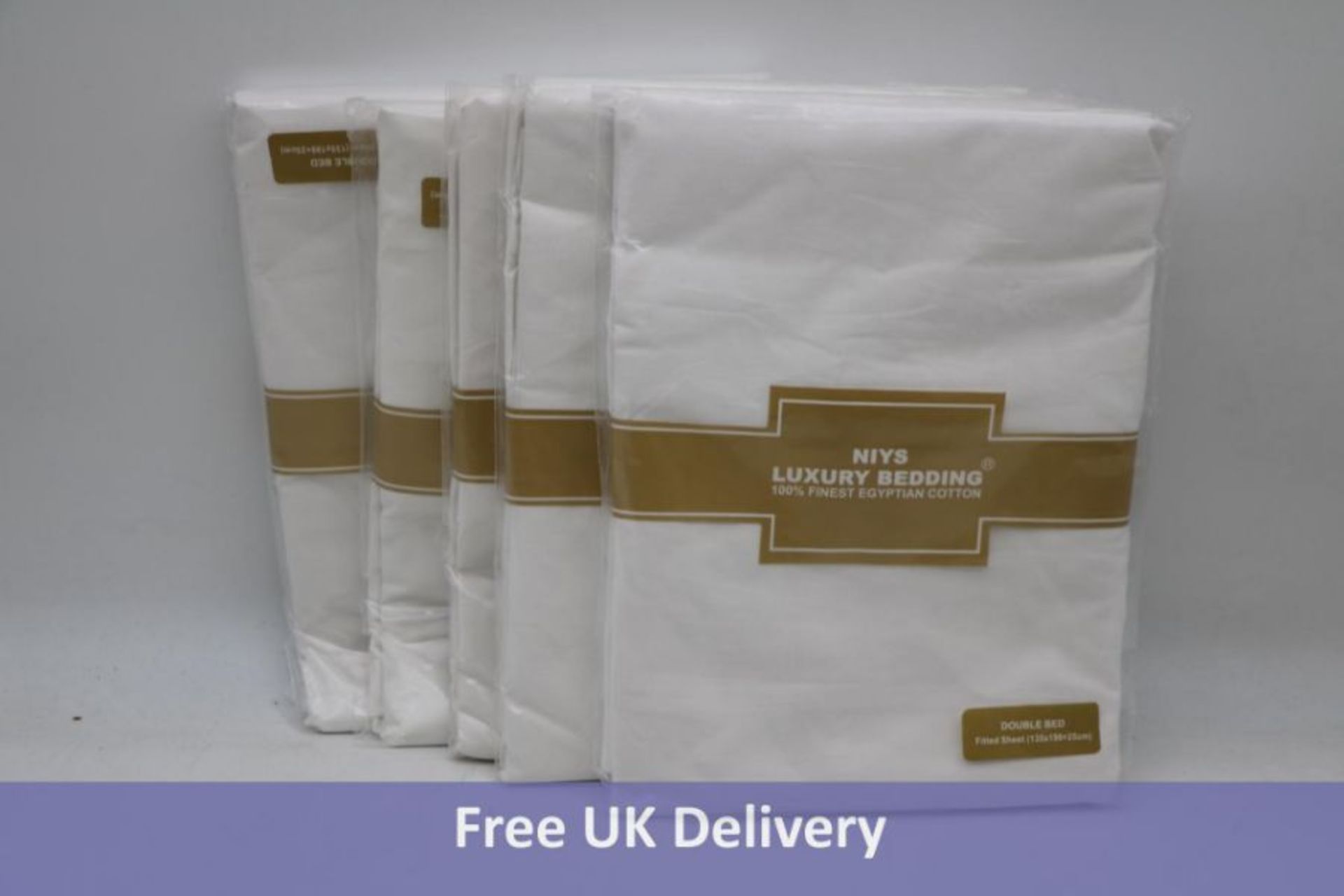 Ten NIYS Luxury Fitted Sheet Bedding Double Bed, White, Size 135 x 195+25cm
