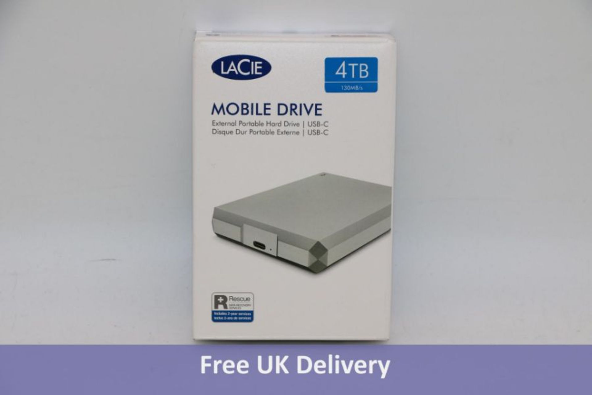 LaCie Mobile Drive 4TB, Silver, Brand New