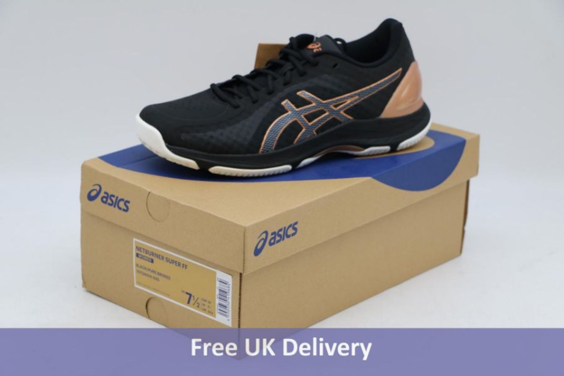 Asics Netburner Super FF Women's Netball Shoes, Black/Pure Bronze, UK 5.5