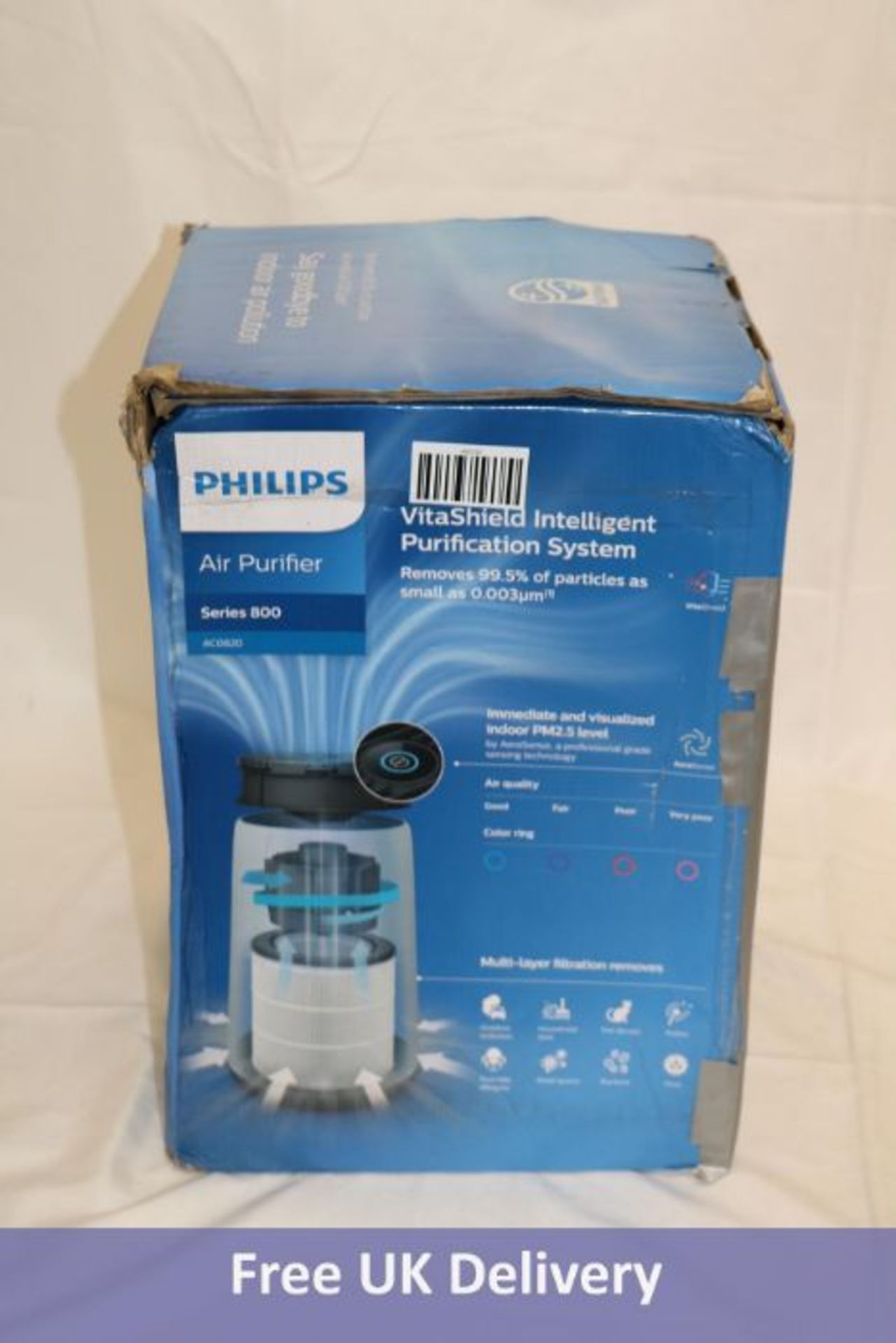 Philips Series 800 AC0820/30 Air Purifier, White