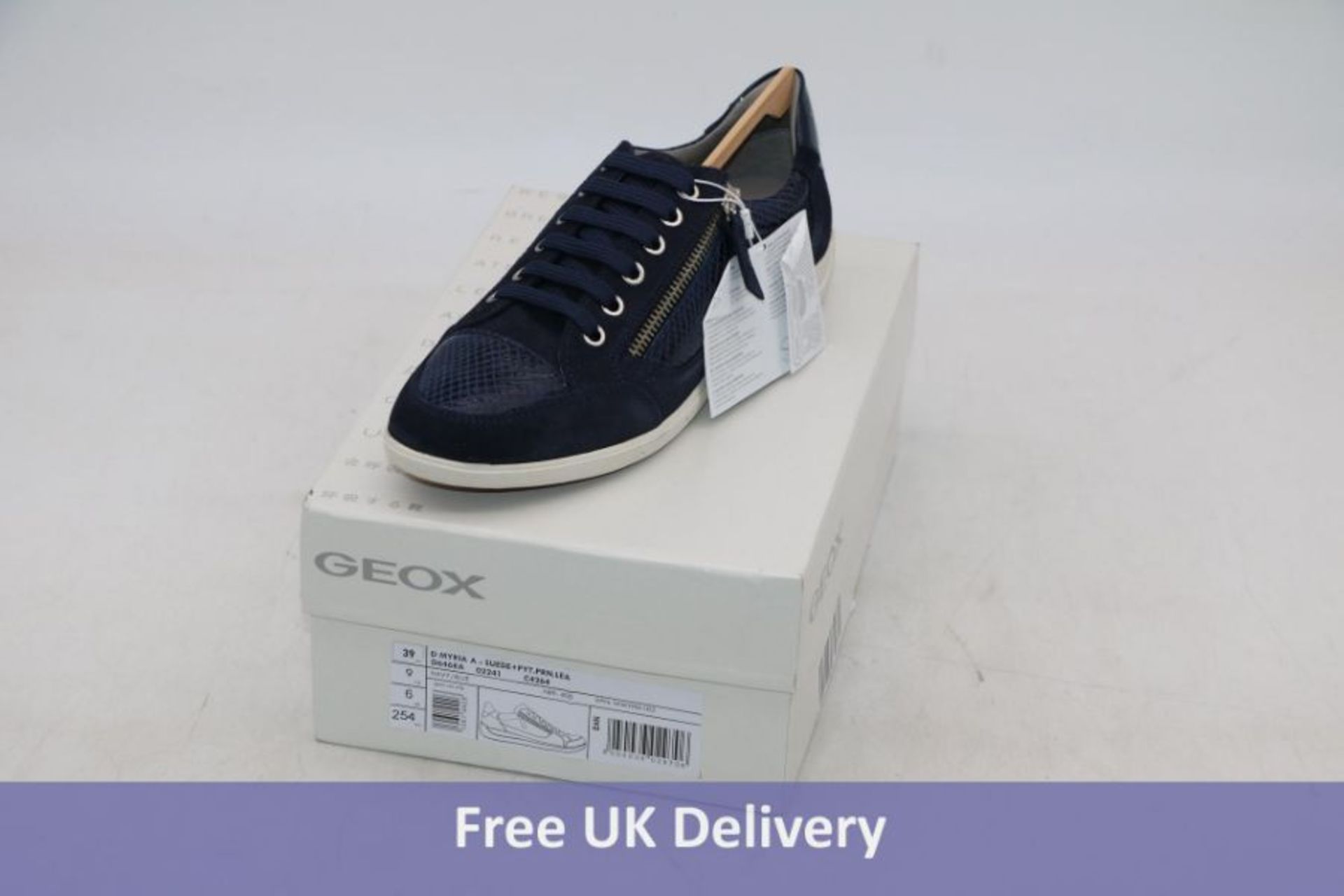 Four pairs of Geox Trainers to include 1x Women's Myria Sneaker, Navy/Blue, UK 6, 1x Women's D Ophir