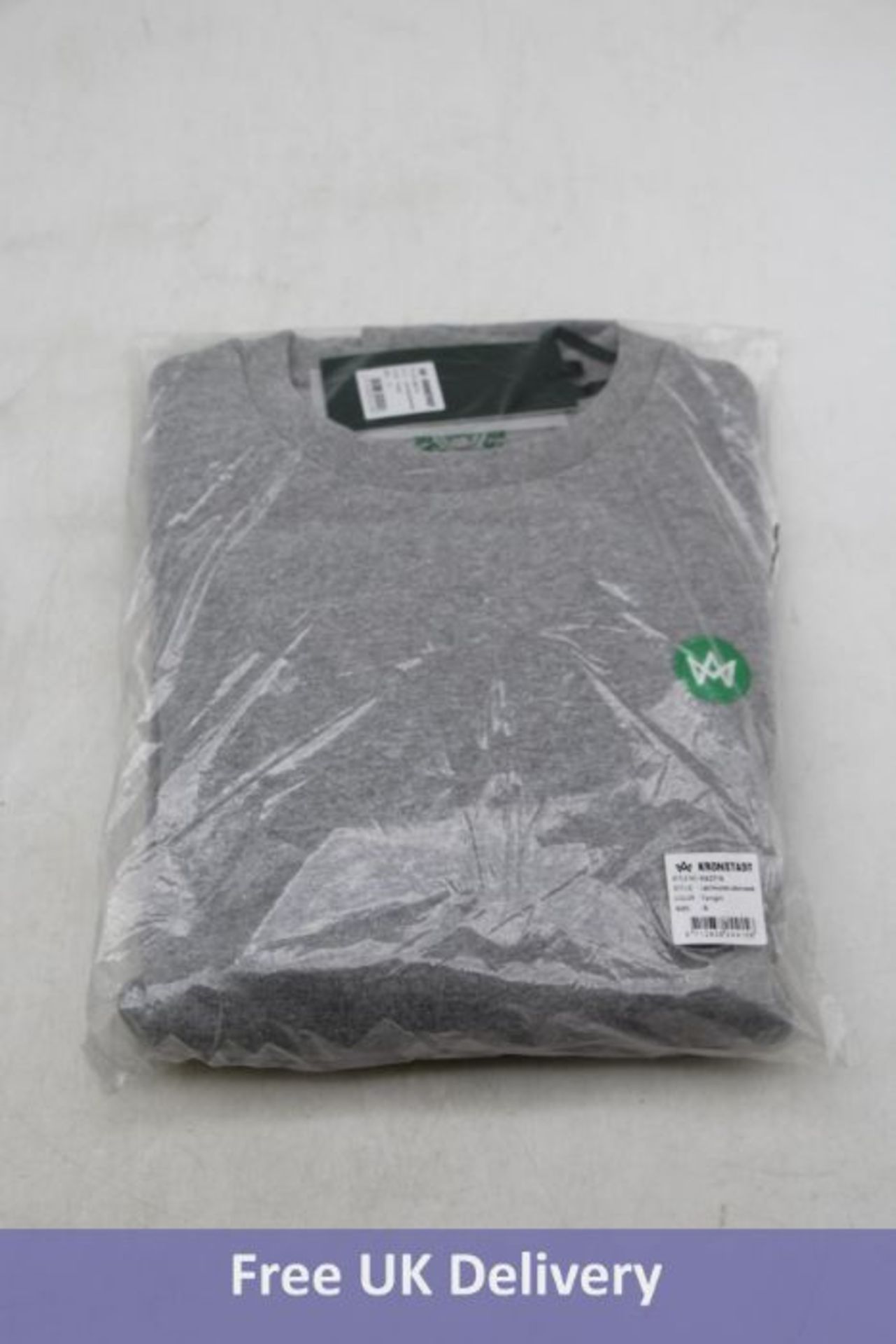 Six Kronstadt Lars Organic/Recycled Crew Men's Sweatshirt, Grey, UK S - Image 2 of 2