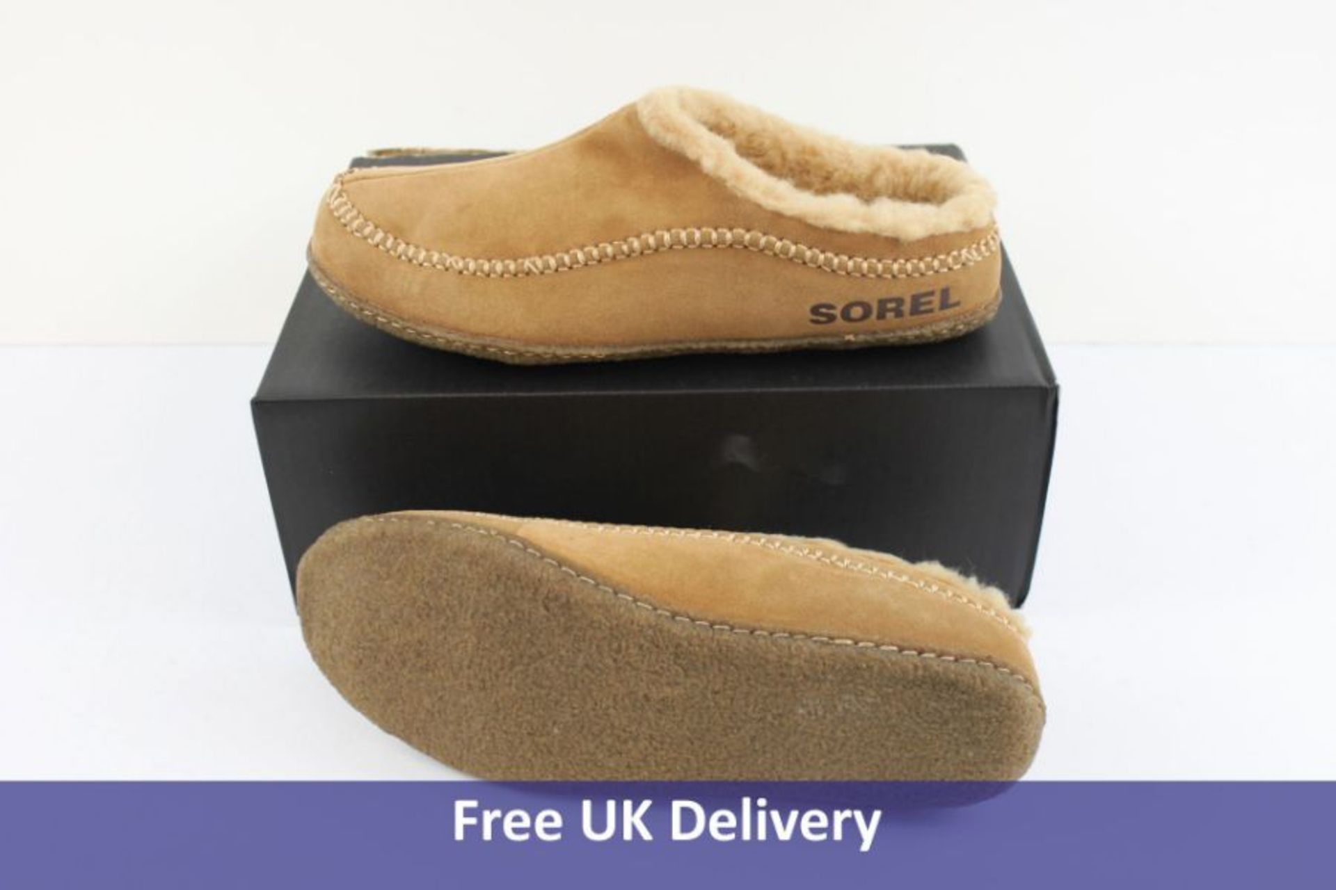 Sorel Men's Lanner Ridge Slippers, Camel Brown, UK 13. Damaged Box