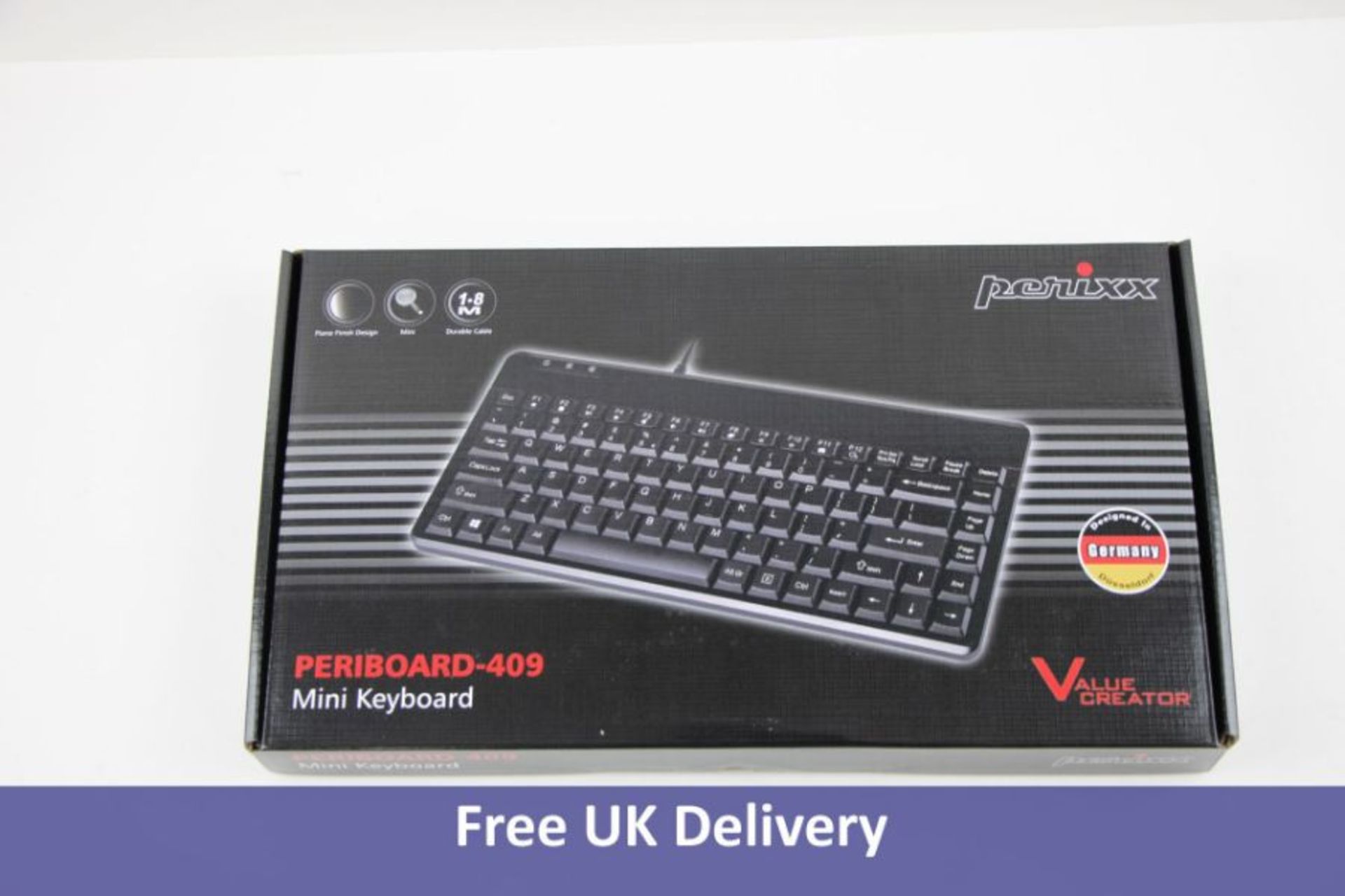 Ten PERIBOARD-409H Mini Keyboards with USB Hub, 315x147x21mm