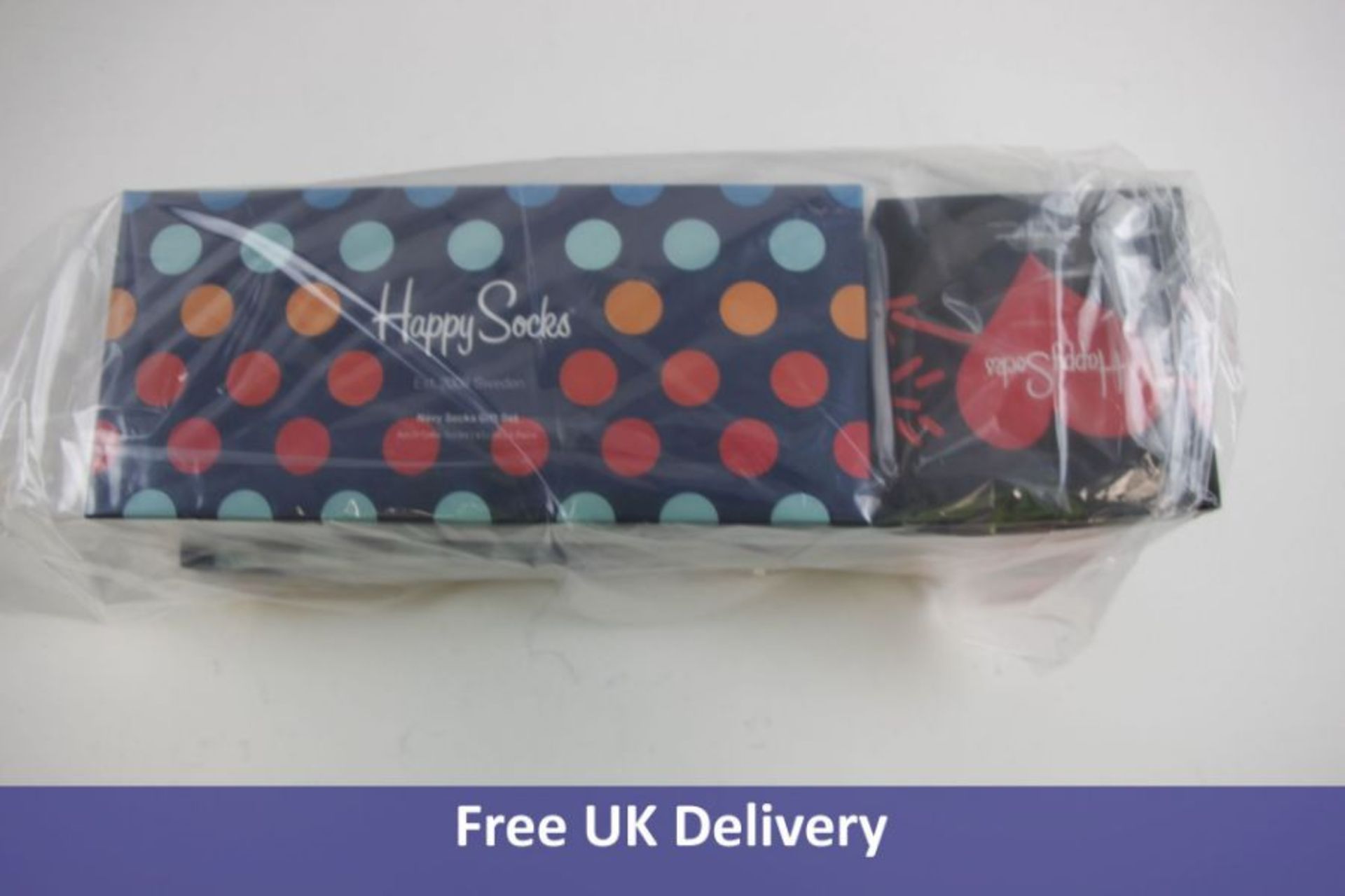 Three Packs of Happy Socks to Include 2x Holiday Big Dot Gift Box Socks, Pack of 4, Size 7-11 and 1x