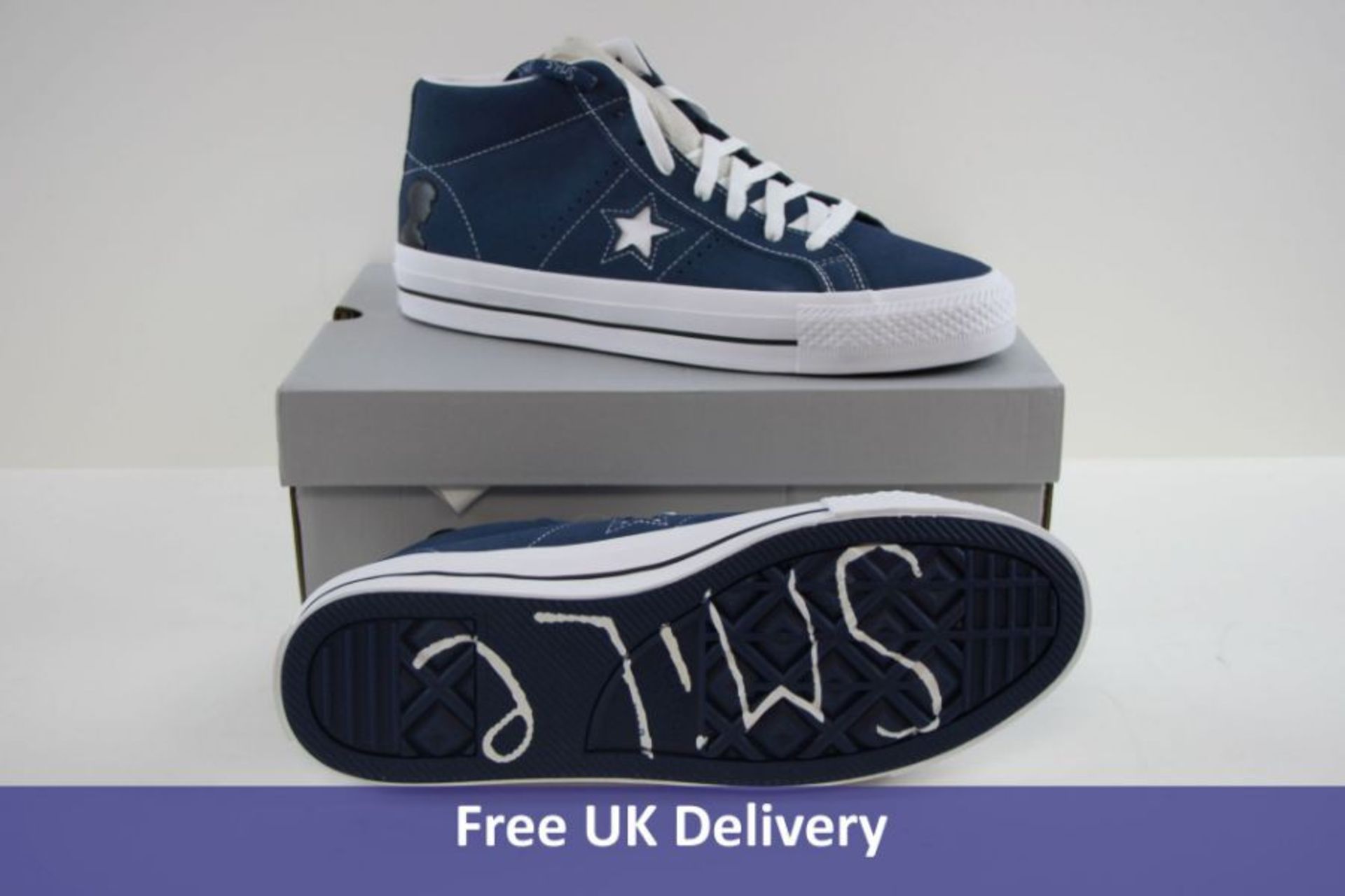 Converse Men's One Star Pro Mid Ben Raemers, Navy, White and Black, UK 9.5