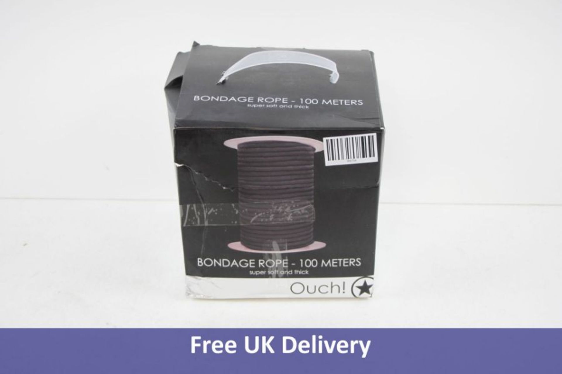 Shots Ouch Bondage Rope, 100 meters (328 ft), Black, Waterproof Smooth Cotton