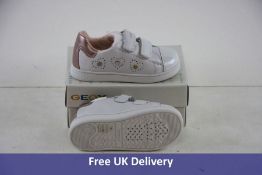 Geox Girls DJROCK Trainers, White and Light Pink, UK 9