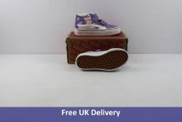 Vans SK8 High top toddler Trainers, Purple and Pink Camouflage, Size 10.5. Box damaged