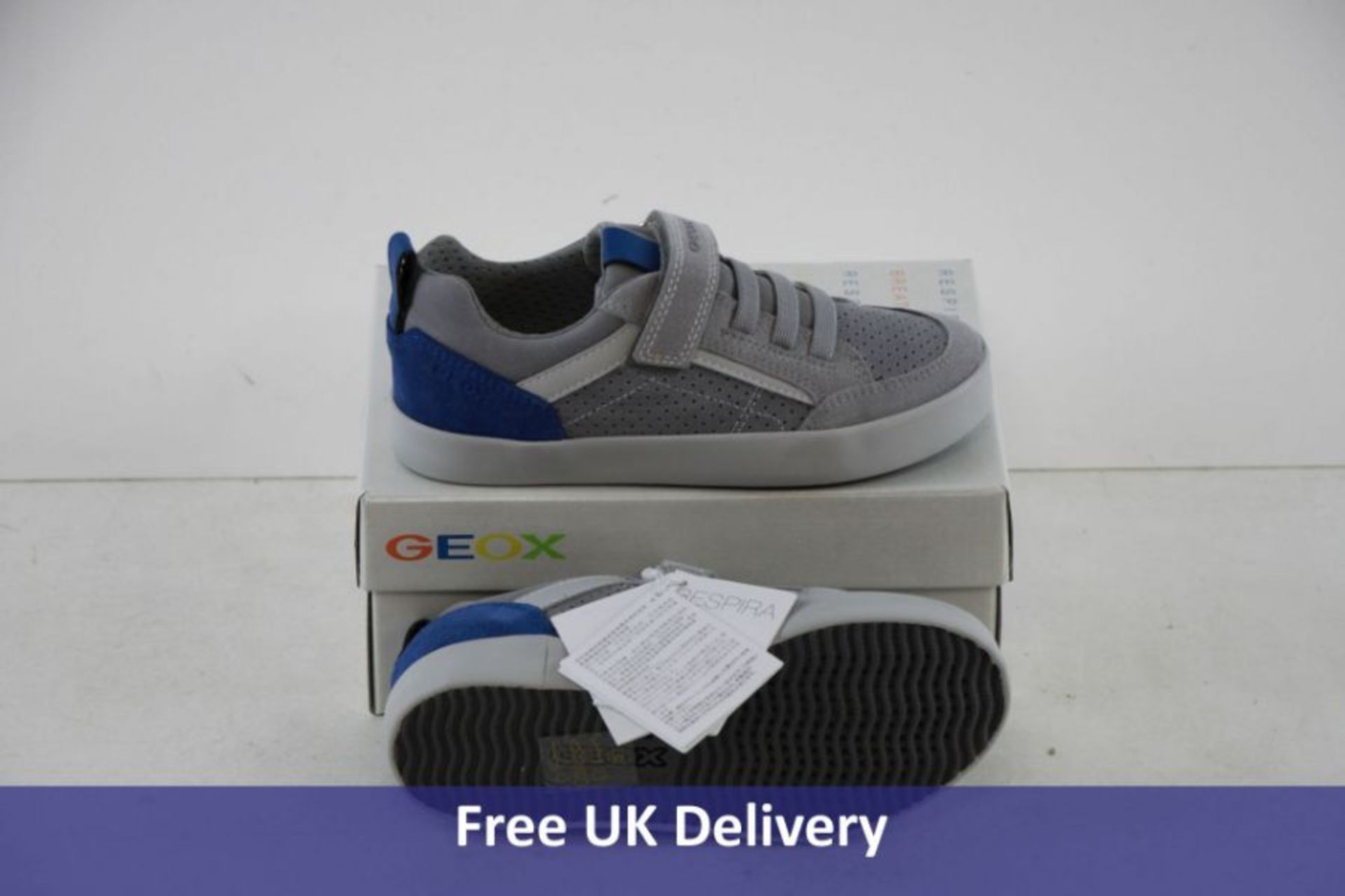 Geox Boy's J Kilwi Trainers, Grey and Royal, UK 11