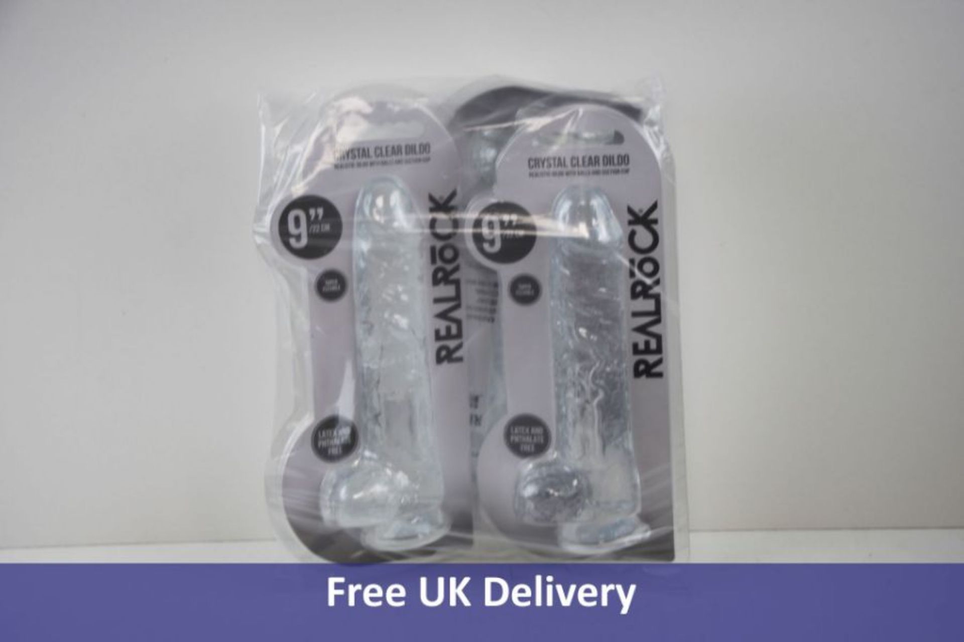 Three RealRock 9 Inch Crystal Clear Dildo's