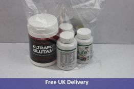 Six Items Of Supplements to include 1x Nutra Sport Ultra Pure Glutamine 500 G, Exp 10.06.22, 1X Vita
