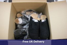 Twelve Pairs Of Men's Dunlop Mule Slippers, Black, UK 9