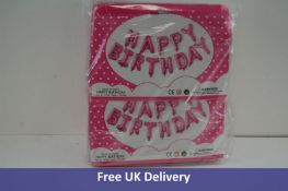 Ten Happy Birthday Letters Balloons, Pink, Silver Dots, 16"