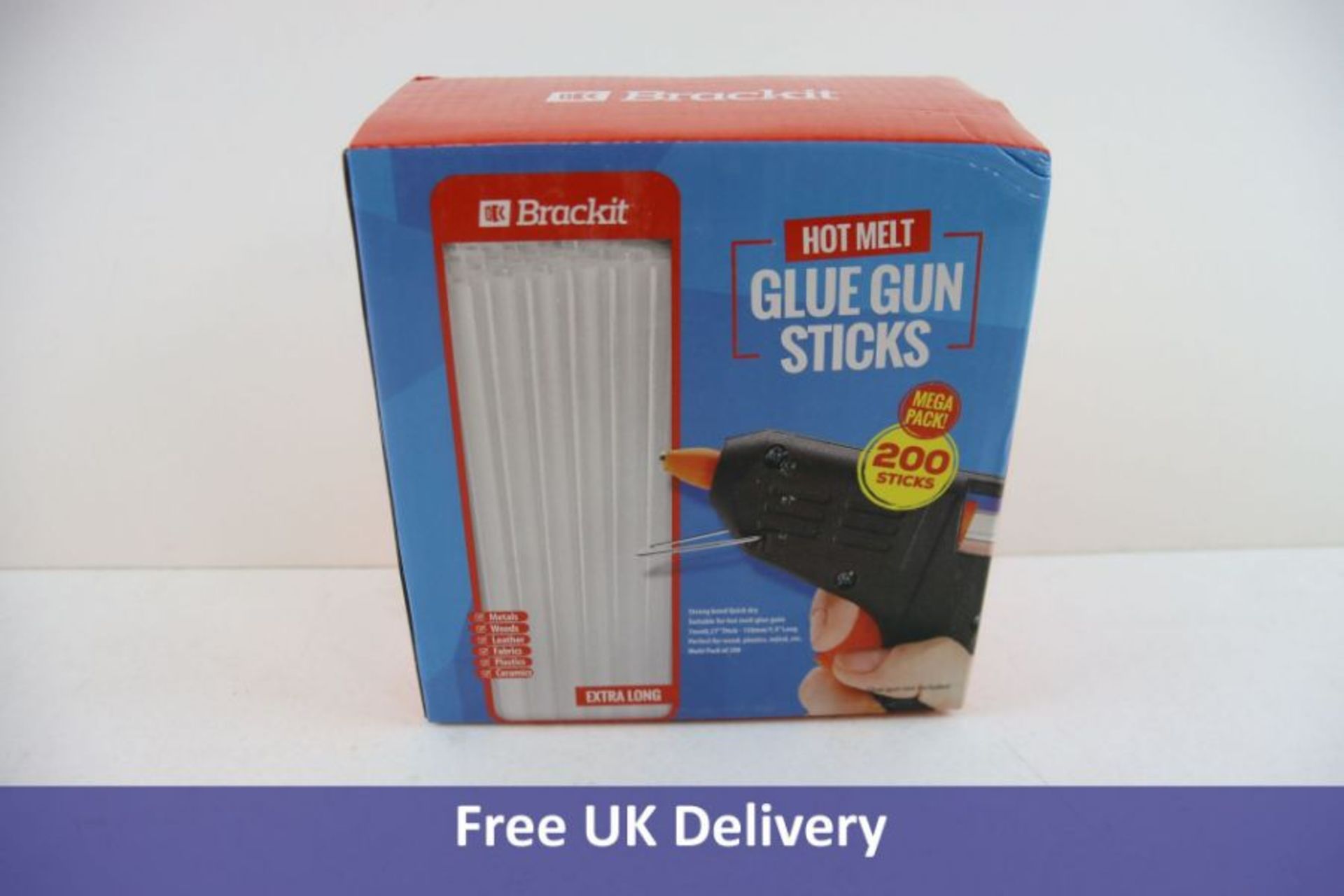 Ten Items of Brackit Hot Melt Glue Gun Sticks, 200 Pack, 7mm x 150mm Extra Long