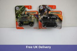 Ten Matchbox Toy Cars to Include 5x Ghe O Rescue Vehicles, Green and 5x Levc Tx Taxis, Black