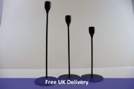 Seventeen Items of Candle Holders, 3 Set, Metal Candlestick Holders in Different Sizes, Black