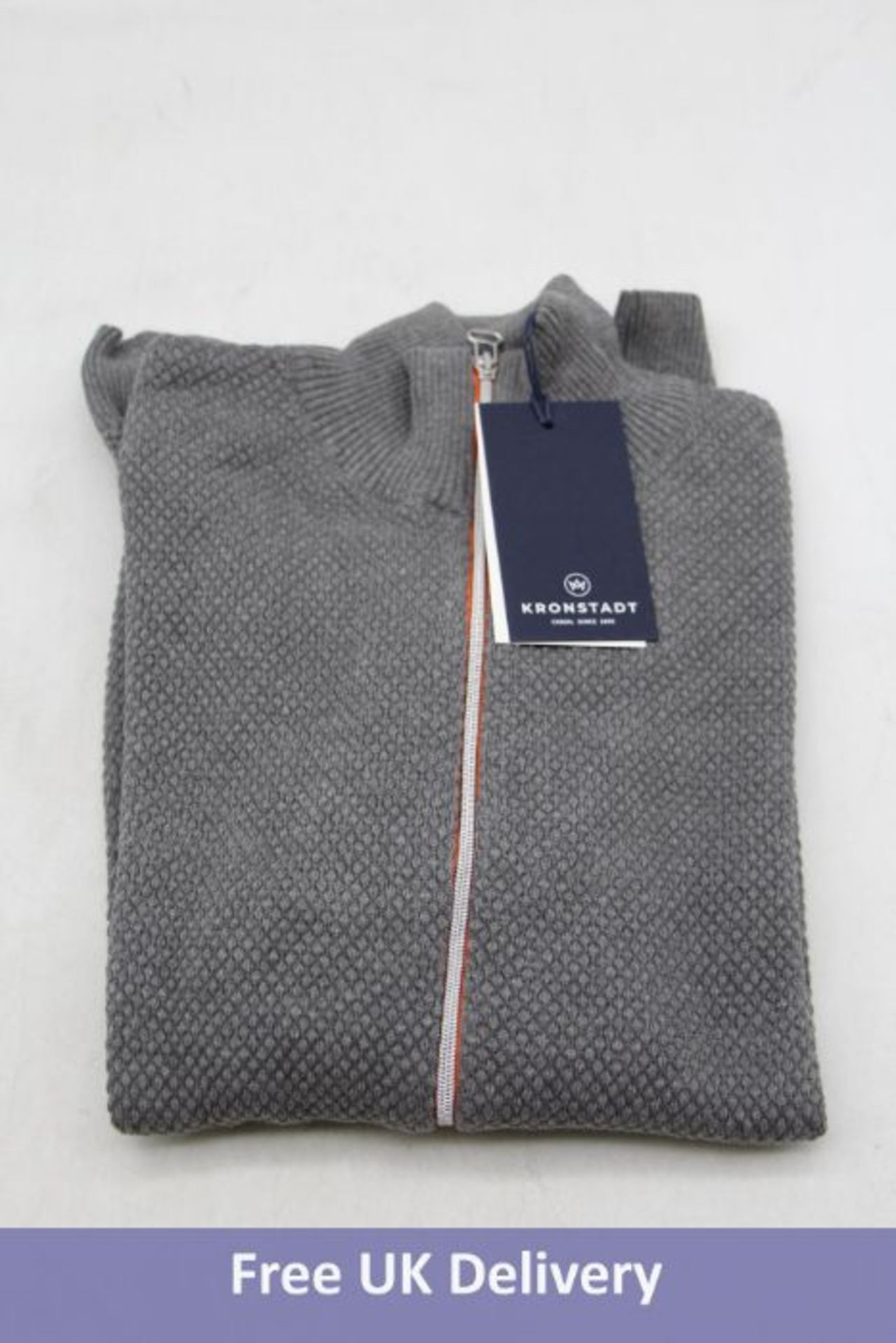 Six Kronstadt Erlk Zip Cardigan/Sweater, Grey/Orange Zip, Size M - Image 6 of 6