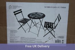 Home Deco Factory "a la Carte" Steel Garden Table and Two Chairs Set, Black