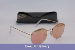 Ray-Ban RB3447 Round Metal Sunglasses, Light Brown/Mirror Pink