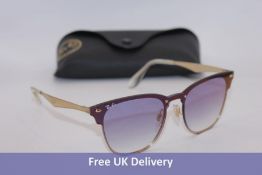 Ray-Ban RB3576N Blaze Clubmaster Sunglasses, Purple/Brushed Gold