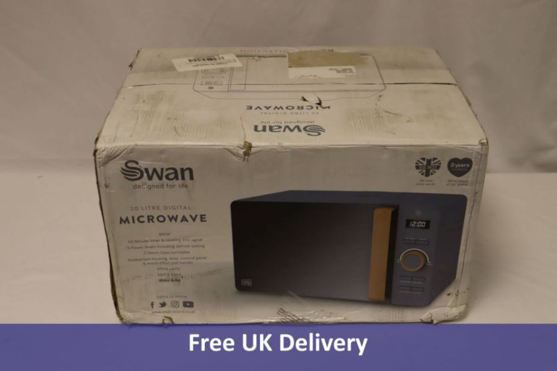 Swan 20L Nordic Digital Microwave, Slate Grey. Box damaged