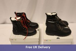 Two Geox Girls Lace Up Boots, Black, UK 1.5