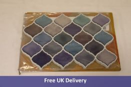 Four Walplus Arabesque Pink and Blue Glossy 3D Tiles, 8 tiles per Box, 11 x 8 inches