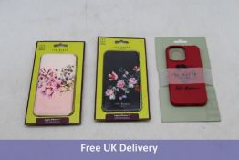 Three Ted Baker iPhone Cases to include 1x iPhone 13 Pro, Red, 2x iPhone 11, Pink Floral and Black F