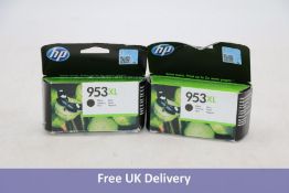 Two HP 953XL Printer Cartridges, Black, Expiry 01/2023