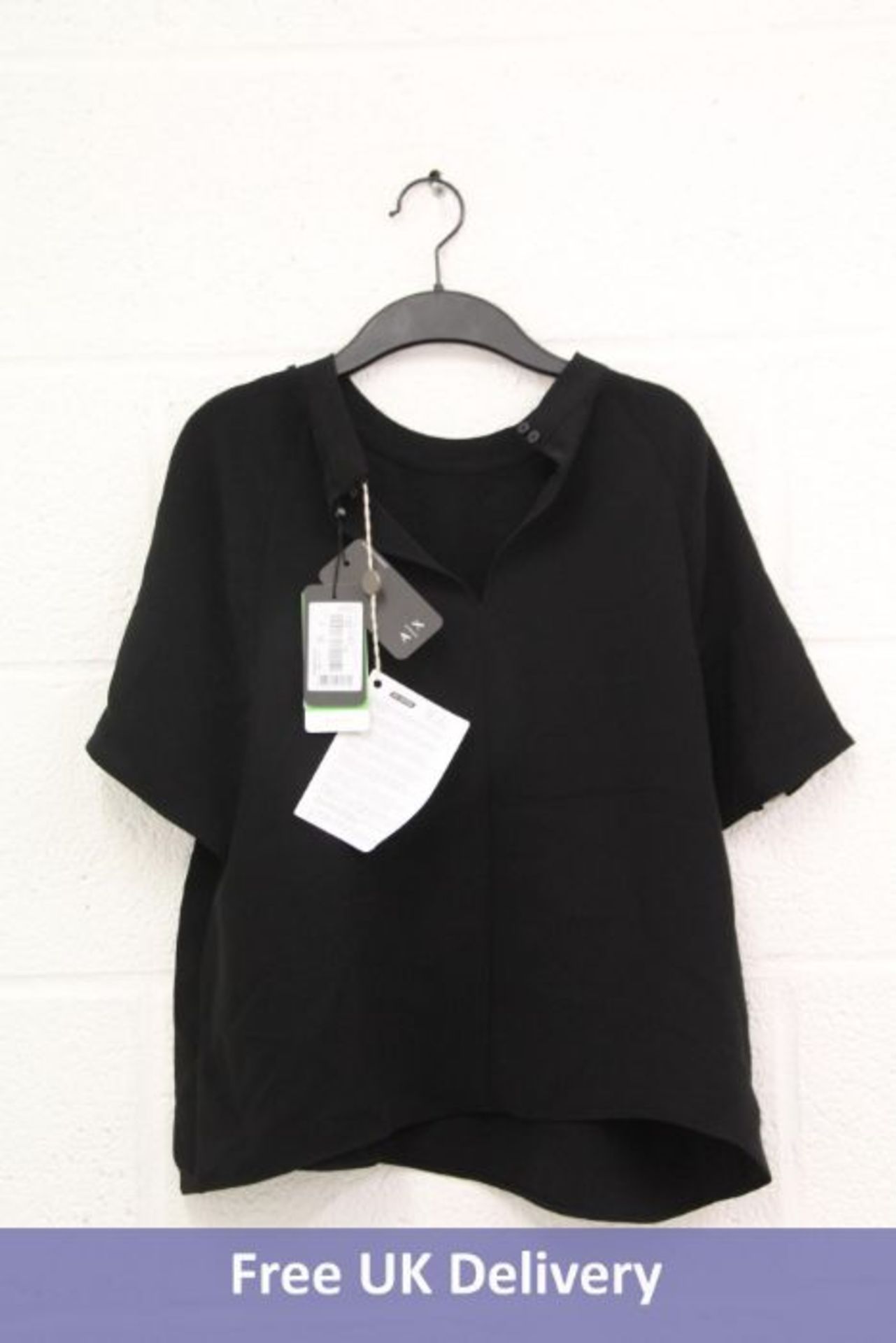 Armani Exchange Black Holed Sleeve Blouse, UK M, With Tags
