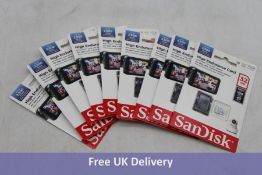 Eight SanDisk High Endurance 100MBs MicroSDXC Memory Card, 32GB