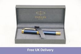 Parker Duofold Prestige Centennial Size Fountain Pen, Blue Chevron, Fine 18K Gold Nib, Gold trims