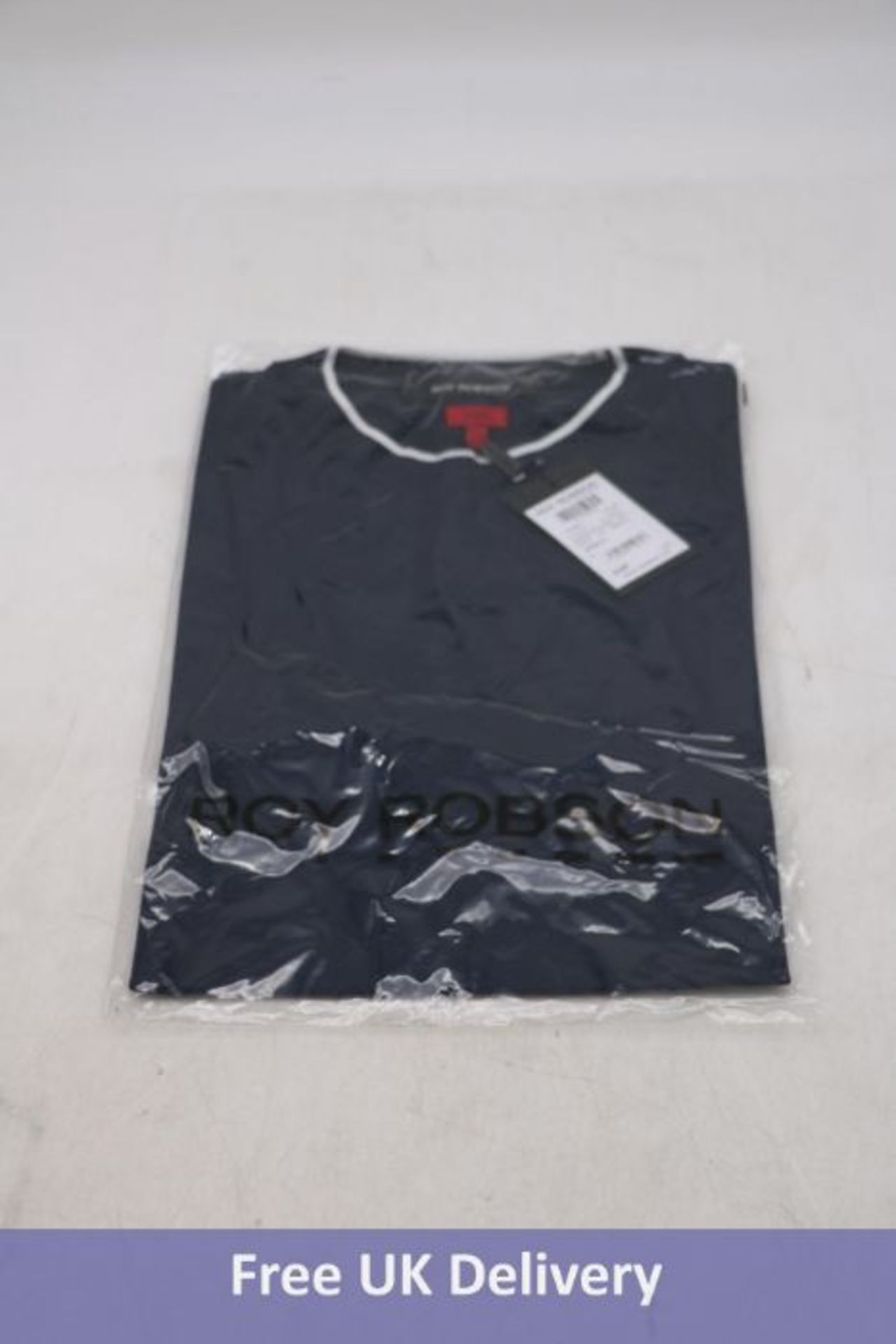 Four Roy Robson Men's Slim Fit T-Shirts, Navy to include 1x Medium, 1x Large and 2x XL
