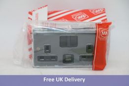 Ten MK Dimensions 13A 2 Gang Switched Socket Module with Twin USB Outlets Black