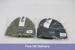 Four Fox Outland Beanie Hats to include 2x Black and 2x Green, One Size