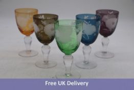 Pols Potten Peony Multicolour Wine Glasses, Set of 6