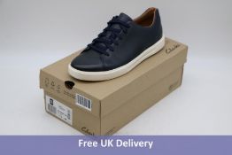 CLARKS Men's Costa Lace-Up Leather Trainers, Blue, UK 11