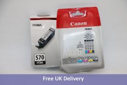 Two Canon Pixma Printer Cartridges to include 1x Multipack 571, Cyan, Magenta, Yellow and Black and