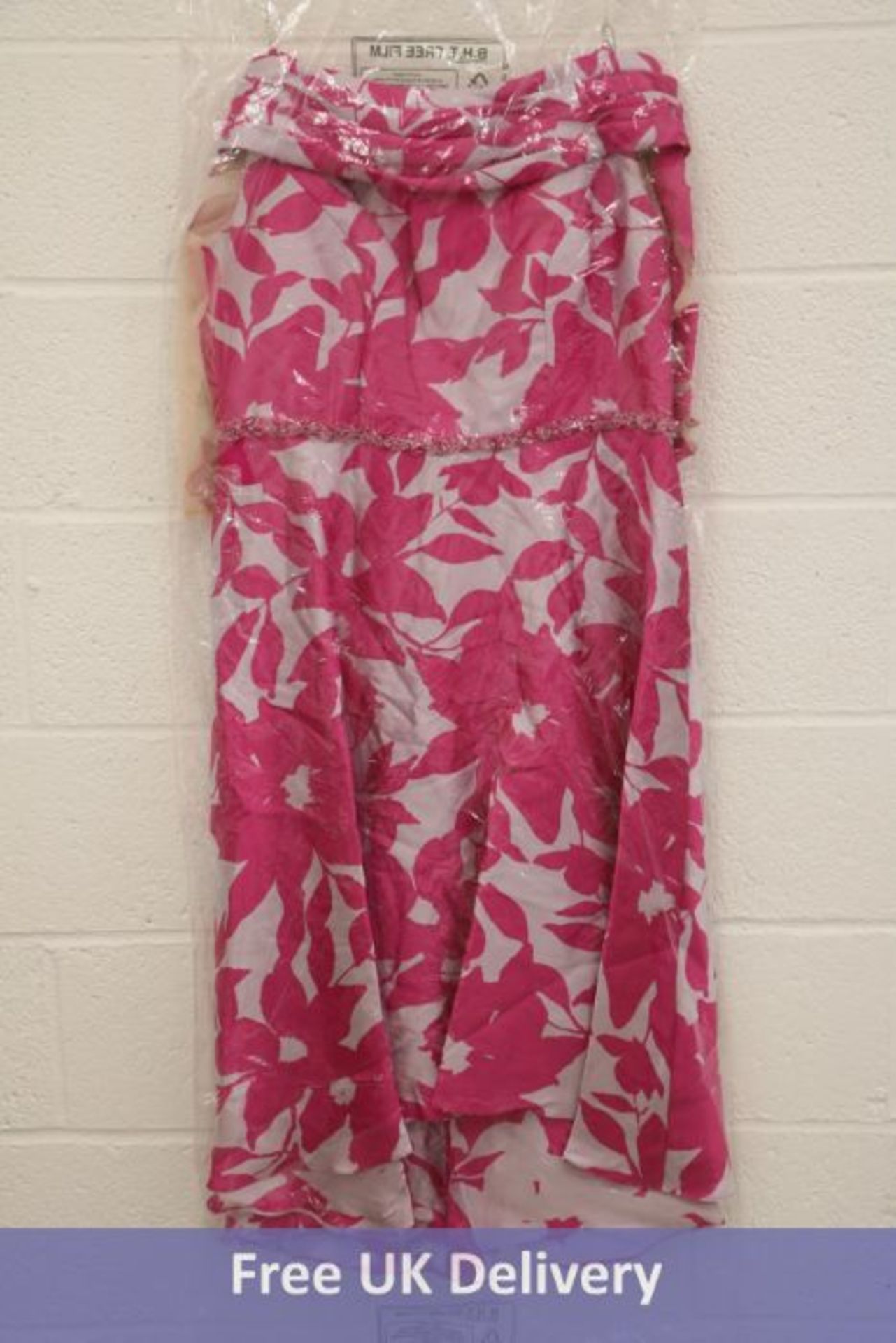 Irresistible Floral Print Dipped Hem Dress, Pink/Fuchsia, Size 10