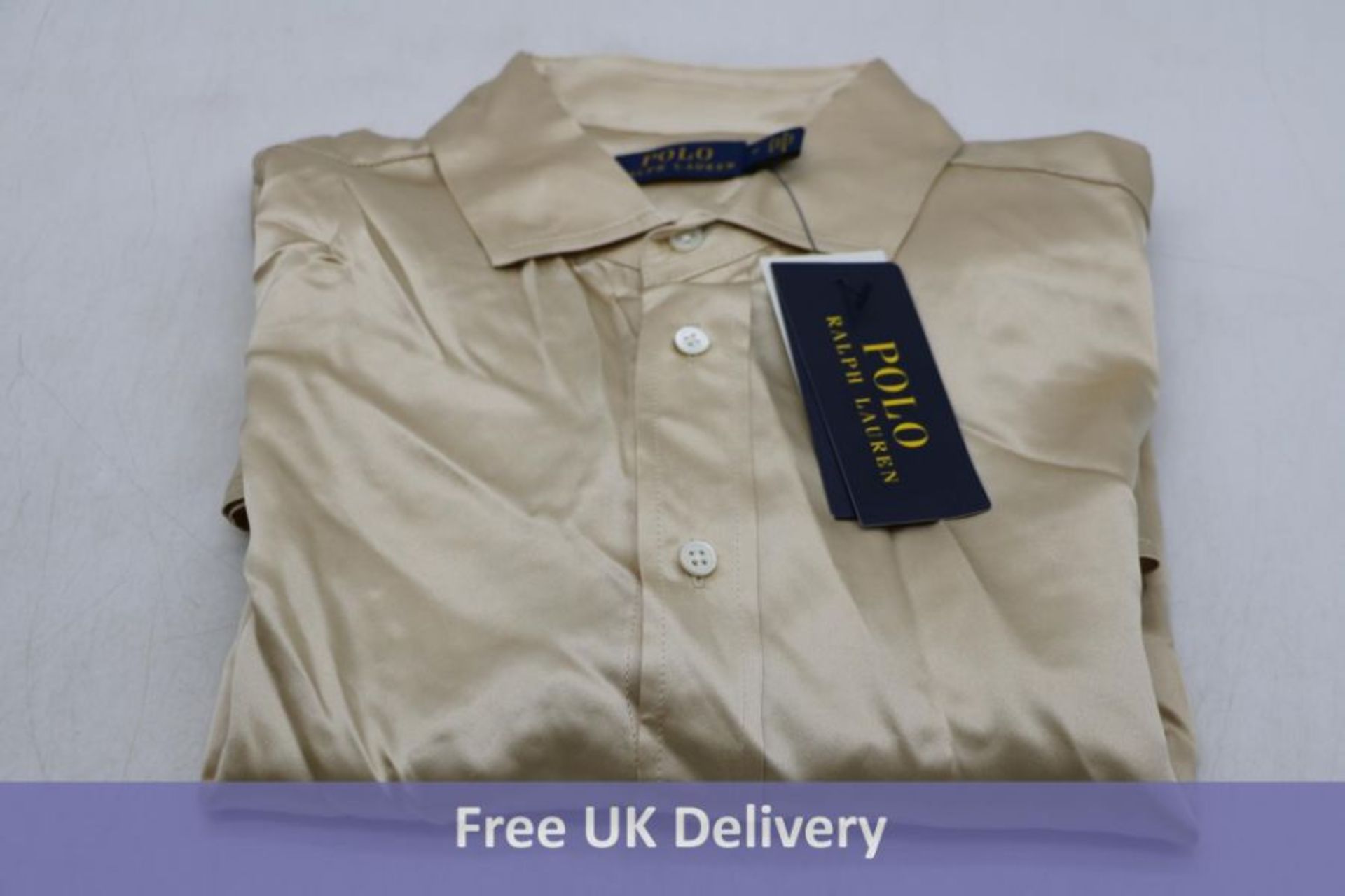 Polo Ralph Lauren Women's Charmeuse - Button-Down T Shirt, Light Tan, UK 8