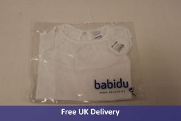 Twenty-four BABIDU White Sleeveless T-Shirts with Collar to include 4x 2m, 4x 3m, 4x 4m, 4x 5m, 4x 6